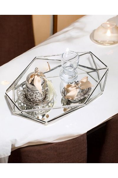 CyzHome Elation Prism Silver Promise Coffee Tray