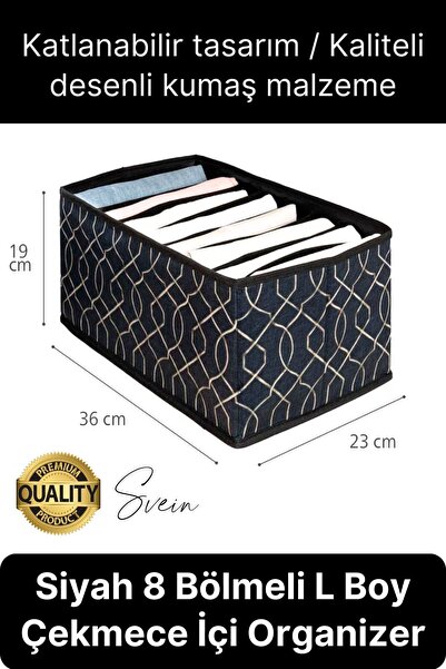 Svein Organizator negru cu 8 ochi - prosop de mână pentru tricou de dimensiun...