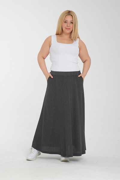 Dejabrew Jeans Gray Wrapped Flared Long Skirt A043-1