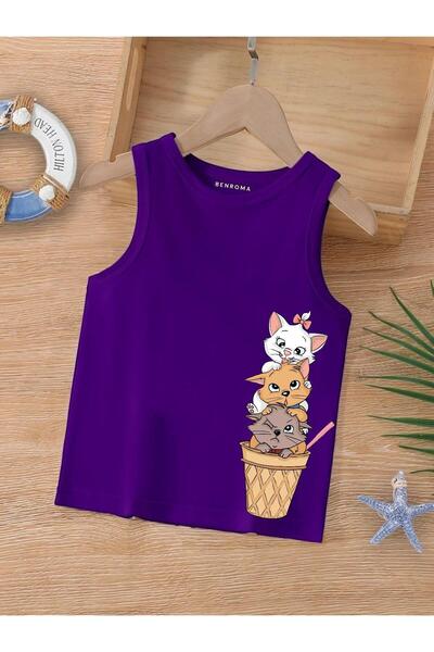 BENROMA Çizgi Film Karakter Baskılı Kolsuz Çocuk Tişört