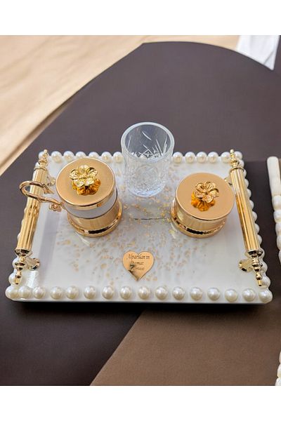 CyzHome Hana Söz Gold Coffee Tray