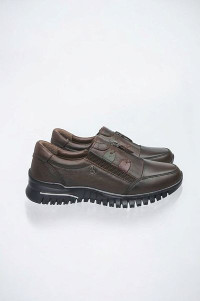 By Yağlıoğlu Genuine Leather Orthopedic Flexible Sole Ornamental Zippered Casual Women's Shoes