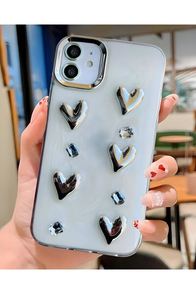 HYPERSOFT Iphone 15 Plus (6.7 inç) Uyumlu Simli Kabartma Figürlü Parlak Epoks...