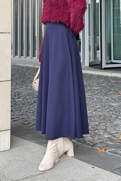 lamelif Fusta evazată bleumarin