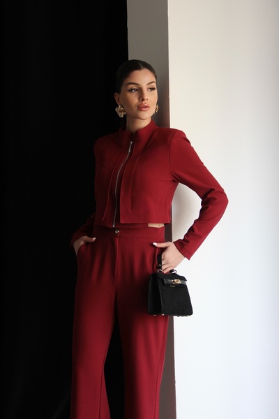 Julidress Padded Zippered Crop Jacket and Pants Bottom Top Premium Suit