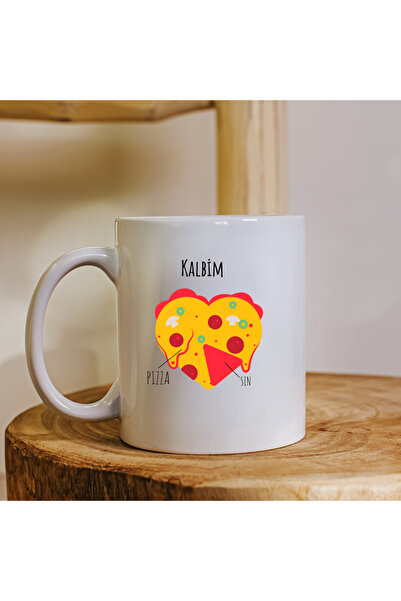 kubdekor هدية للحبيب - شريحة بيتزا وكوب على شكل قلب