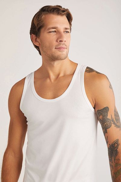 Kom Scott 2-Piece Basic Men's Tank Top with Straps - White