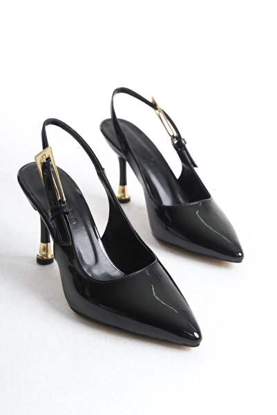 MARSEDO Γυναικείο στιλέτο Faye Black - Μυτερή μύτη, ανοιχτή πλάτη, λεπτό τακο...