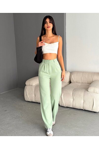 Gönen Passage Dabil Fabric Women's Trousers - Palazzo Wide Leg, Young Style