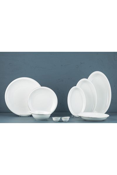 Aryıldız Evaliza Stripe Gold 30-Piece Dinnerware Set for 6 People