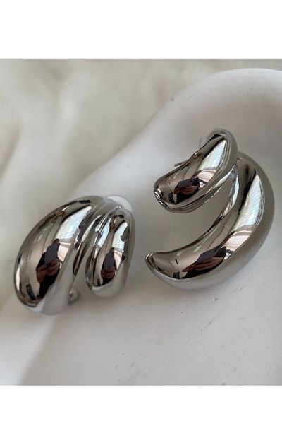gaila design Steel Two Ring United Silver Color Earrings