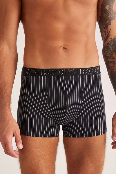 Kom Chelsea Stripe Patterned Men's Boxers - Black
