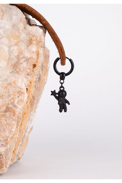 Piercing Market Steel & Silver Unisex Men's Astronaut Earrings - Steel Dangle, No Rusting Blackening