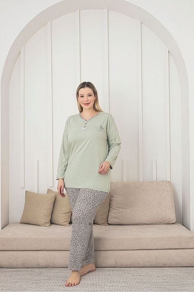 Asel Plus Size Cotton Lycra Pajamas Set