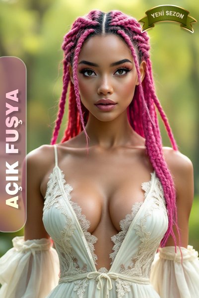KONAK PERUK Afrika Örgüsü Rasta Ve Box Braid için Sentetik Saç - Açık Fuşya (Renk Kodu : 1855)