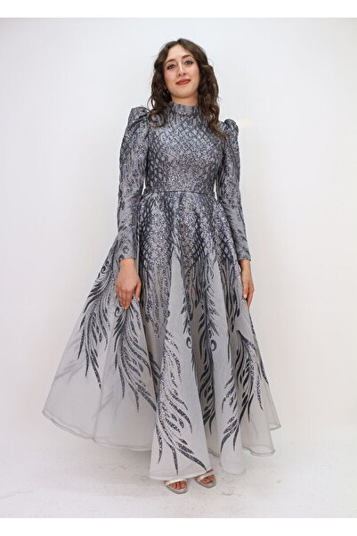 suenna 130 ÖNÜ ARKASI SİMLİ BALON KOL BEL KEMERLİ PRENSES MODEL TASARIM ABİYE...