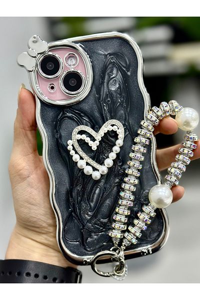 Go Aksesuar جراب سيليكون مرن بتصميم لعبة القوس والقلب المتوافق مع هاتف iPhone 15