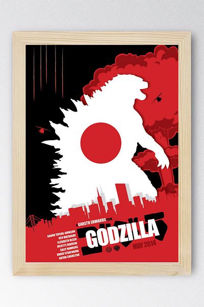 Saturn Godzilla Framed Painting - Movie Poster Painting