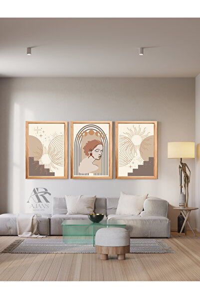AR AJANS KANVAS TABLO Φιγούρες Ανατολής Ήλιου Σετ 3 τεμαχίων με εφαρμογή σκελ...