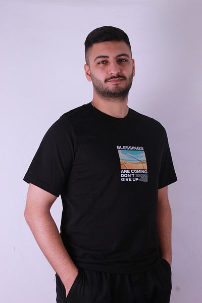 trender Blessings Print Black Men's T-Shirt