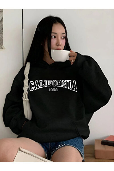 LORVANIY مطبوع قصة فضفاضة بغطاء رأس هودي للجنسين 3 خيوط ش مبطن بالصوف قطن