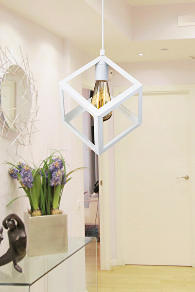 Genel Markalar Küp Şeklinde Beyaz Metal Sarkıt Hol Avize Genç Odası Çocuk Oda...