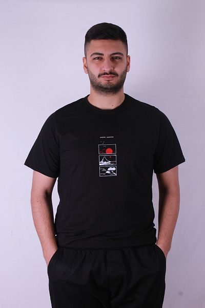 trender Ανδρικό μπλουζάκι 3 τεμαχίων Mountain Print Μαύρο