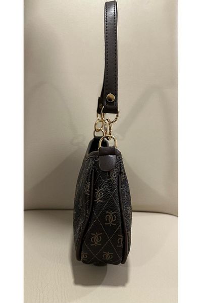 RumyaCollection Geantă de umăr cu fermoar cu model Bitter Brown