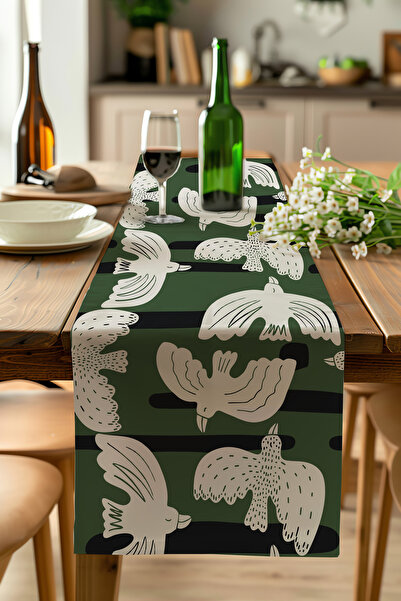 ALAMODECOR Model Green Bird cu imprimeu digital etnic boem
