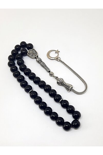 Kusakli Mărgele de rugăciune din onix strălucitor cu figura de stea și lună