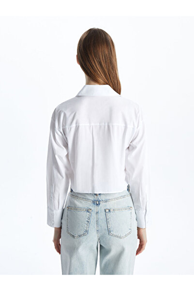 LC Waikiki Duz Uzun Kollu Crop Poplin Kadin Gomlek - S5H245Z8