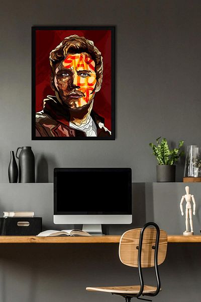 Saturn Guardians of the Galaxy Star Lord Framed Painting - Guardians of the Galaxy Movie Poster Painting