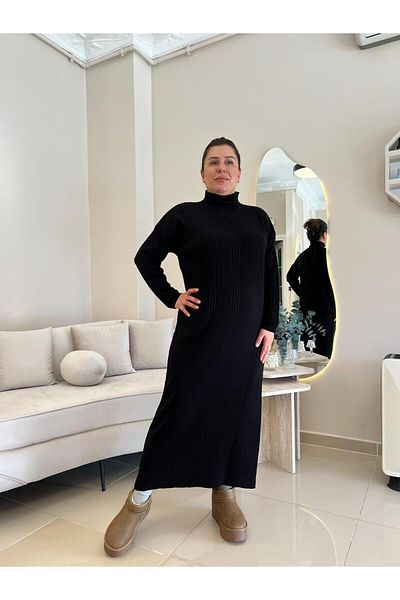 MJORA Half Turtleneck Knitwear Knitted Dress