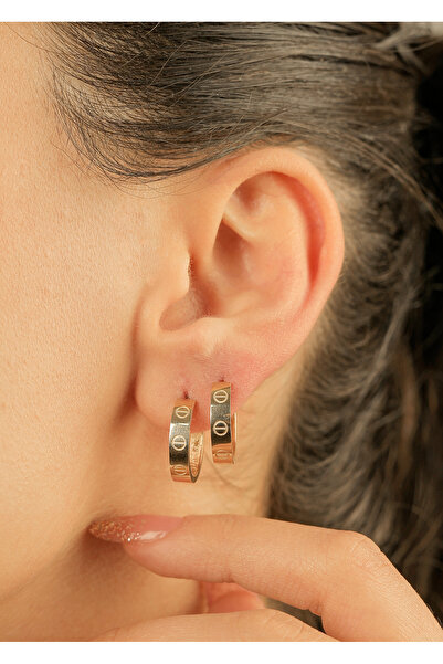 kuyumcu nurettin 3 gr (GRAM) Vida Desenli Küpe Gizli Anahtarlı 20 mm 14 Ayar ...