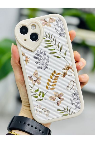 Go Aksesuar حافظة سيليكون متوافقة مع هاتف Iphone 14 Plus و15 Plus بتصميم زهور مطبوعة