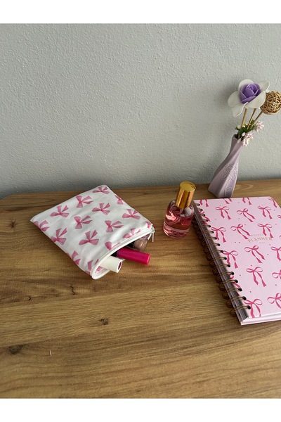minyaturhayalim Pembe Fiyonklu Desenli Küçük Fermuarlı Cüzdan Kese Astarlıdır...
