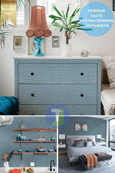 Technojet Self Adhesive Linen Look Kitchen Bathroom Countertop Wall Cabinet Table Covering 60X100cm