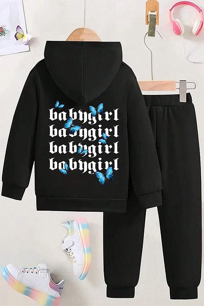 uyguntarz Σετ παιδικές άνετες φόρμες Babygirl Printed