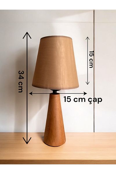 KorFam Bohem Wooden Leg Conical Lamp Shade