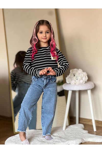 ciklet kids طقم من قطعتين من قماش الدنيم الوافل