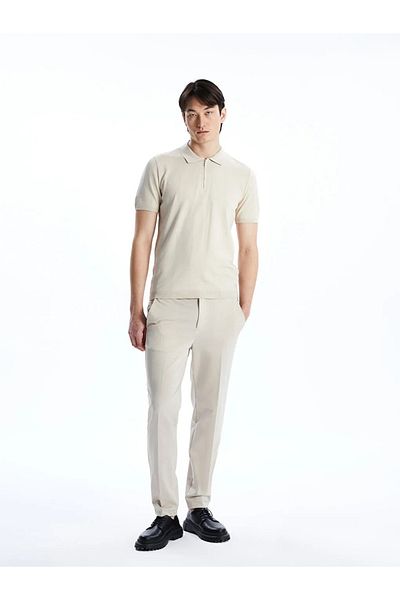 LC Waikiki LCW Vision Beige Polo Kragen Kurzarm Herren Trikot Pullover