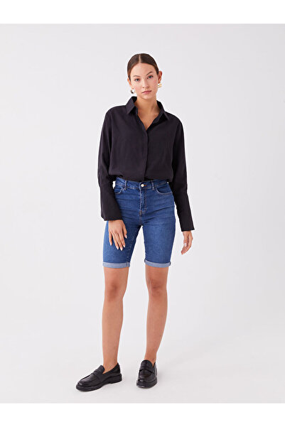 LC Waikiki Indigo Regular Waist Bermuda Fit Women's Jean Shorts