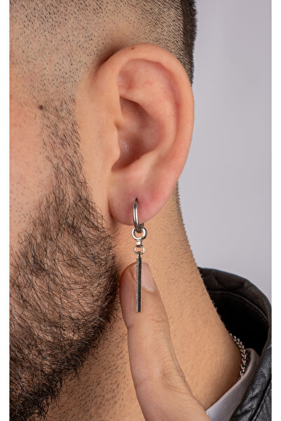 Piercing Market Steel & Silver Erkek Çelik Halka Sallantılı Şık Küpe Paslanma Kararma Yapmaz