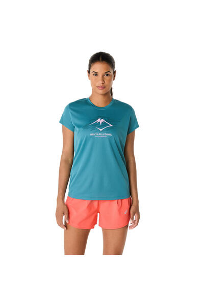 Asics Fujitrail Logo Ss Top Kadın Mavi Kısa Kollu Tshirt 2012C971-425