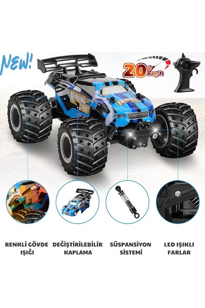 Magicway Uzaktan Kumandalı Şarjlı Led Işıklı Drift Atan 20 Km Hız Yapan Yükse...