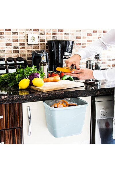 Myend Practical Lid Portable Trash Can Hanging on the Cabinet Door, Hanging Trash Can White 50801