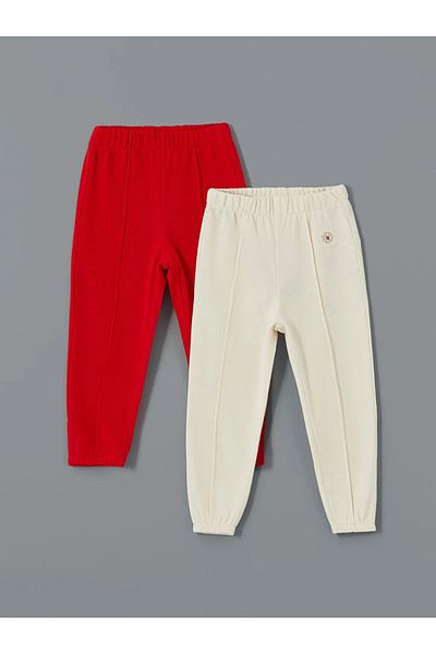 LC Waikiki LCW Kids Ecru Elastic Waist Κοριτσίστικο καλσόν 2 τεμαχίων