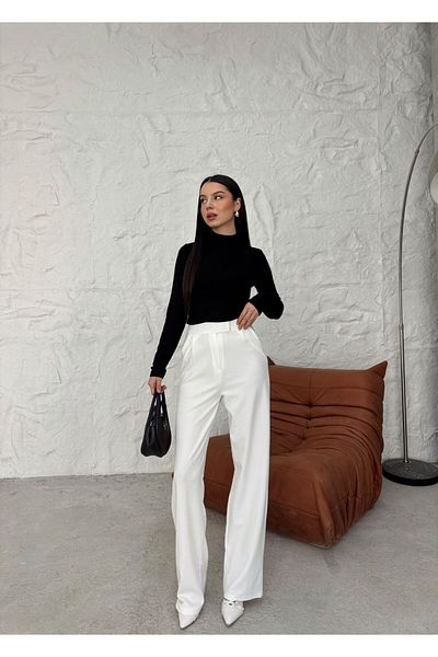PALAZZO Pantaloni de damă din țesătură tricotată Lycra Velcro