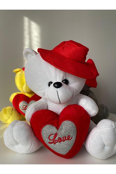 ViZKA Love Plush Teddy Bear, Valentine's Day Gift, Birthday and February 14Th / White