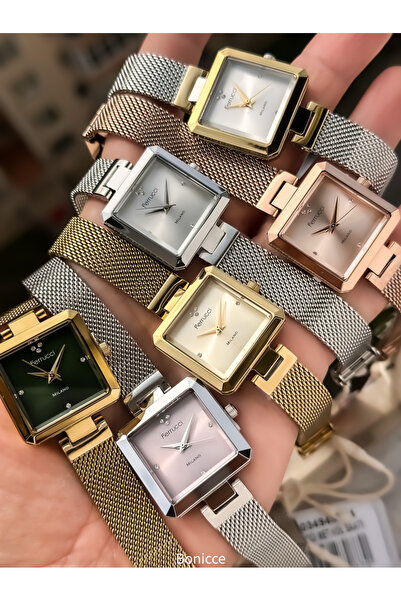 Ferrucci 25*25 MM Kasa,Gümüş Renk Hasır Çelik Kordon,Kare Kadran Taşlı Kadın ...